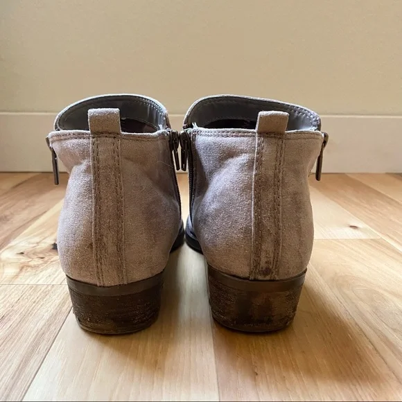 Carlos Brie Tan Suede Booties with Side Zip - Picture 4 of 8